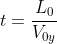 t=frac{L_0}{V_{0y}}