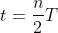 t=frac{n}{2}T