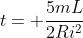 t= frac{5mL}{2Ri^2}