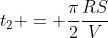 t_1+t_2 = frac{pi}{2}frac{RS}{V}+frac{L}{V}