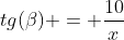 tg(eta) = frac{10}{x}