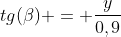 tg(eta) = frac{y}{0,9}