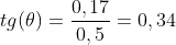 tg(	heta)=frac{0,17}{0,5}=0,34