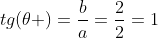 tg(\theta )=\frac{b}{a}=\frac{2}{2}=1