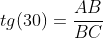 tg(30)=frac{AB}{BC}
