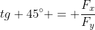 tg 45^{circ} = frac{F_{x}}{F_{y}}