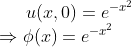 u(x,0)=e^{-x^2} \\\Rightarrow \phi(x)=e^{-x^2}