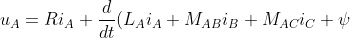 \fn_phv u_{A}=Ri_{A}+\frac{d}{dt}(L_{A}i_{A}+M_{AB}i_{B}+M_{AC}i_{C}+\psi _{pm})
