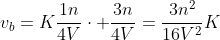 v_b=Kfrac{1n}{4V}cdot frac{3n}{4V}=frac{3n^2}{16V^2}K