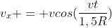 v_x = vcos(frac{vt}{1,5R})