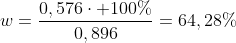 w=frac{0,576cdot 100\%}{0,896}=64,28\%