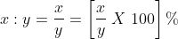 x:y=frac{x}{y}= left [ frac{x}{y};X ;100 right ] %
