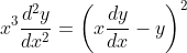 x^{3} \frac{d^{2} y}{d x^{2}}=\left(x \frac{d y}{d x}-y\right)^{2}