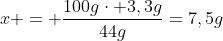 x = frac{100gcdot 3,3g}{44g}=7,5g;de;CaCO_3 ;no;residuo