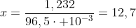 x=frac{1,232}{96,5cdot 10^{-3}}=12,7;comprimidos approx 13;comprimidos