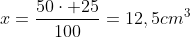 x=frac{50cdot 25}{100}=12,5cm^3;de;acute{a}lcool