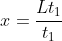 x=frac{Lt_1}{t_1+t_2}
