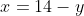 x=14-y