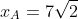 x_{A}=7sqrt{2}+1Rightarrow Aleft ( 1+7sqrt{2};1+7sqrt{2} ight )