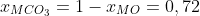 x_{MCO_3}=1-x_{MO}=0,72