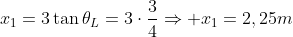 x_1=3	an	heta_L=3cdotdfrac{3}{4}Rightarrow x_1=2,25m