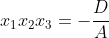 x_1x_2x_3=-frac{D}{A}
