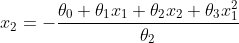 x_2=-\frac{\theta _0+\theta _1x_1+\theta _2x_2+\theta _3x_1^{2}}{\theta _2}