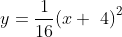 y = \frac{1}{16}{(x+\ 4)}^2