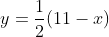 y=\frac{1}{2}(11-x)