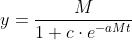 y=\frac{M}{1+c\cdot e^{-aMt}}