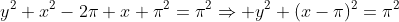 y^2+x^2-2pi x+pi^2=pi^2Rightarrow y^2+(x-pi)^2=pi^2
