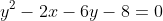 x^2+y^2-2x-6y-8=0