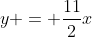 y = frac{11}{2}x