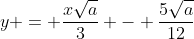y = frac{xsqrt{a}}{3} - frac{5sqrt{a}}{12}