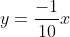 y=frac{-1}{10}x+50