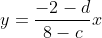 y=frac{-2-d}{8-c}x+frac{2c+8d}{8-c}