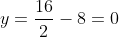 y=frac{16}{2}-8=0