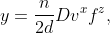 y=frac{n}{2d}Dv^{x}f^{z},