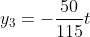 y_3=-frac{50}{115}t+frac{50}{230}t^2