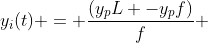 y_i(t) = frac{(y_pL -y_pf)}{f} + frac{(2y_pv+vL + vf)t}{f} + frac{(2v^2)t^2}{f}