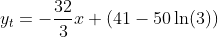 y_t=-\frac{32}{3}x+(41-50\ln(3))