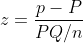 z =\frac{p-P}{PQ/n}