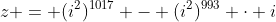 z = (i^2)^{1017} - (i^2)^{993} cdot i