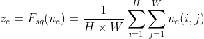 z_{c} = F _{sq}(u_{c}) = \frac{1}{H\times W}\sum_{i=1}^{H}\sum_{j=1}^{W}u_{c}(i,j)