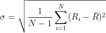 σ = √(Σ(Rᵢ - R̄)² / (N-1))