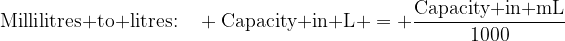 Millilitres to litres formula