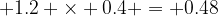 1.2 × 0.4 = 0.48