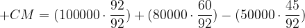 CM = (100000*(92/92)) + (80000*(60/92)) - (50000*(45/92))