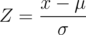 https://latex.codecogs.com/png.image?\dpi{400}Z=\frac{x-\mu}{\sigma}