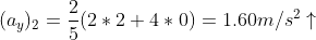 (a_y)_2=\frac25\(2*2+4*0\)=1.60m/s^2\uparrow